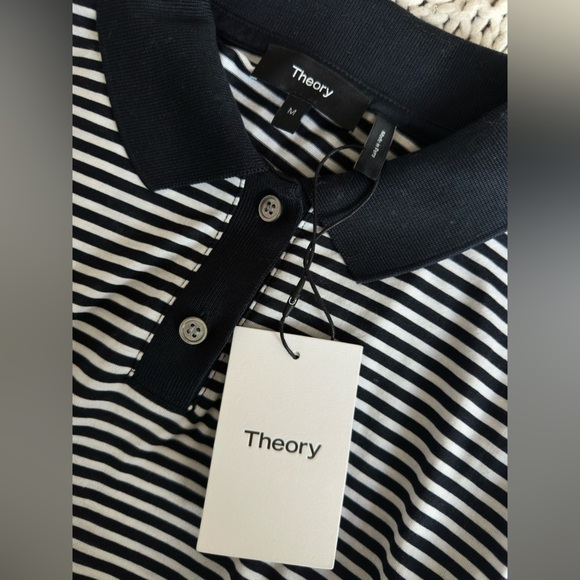 NWT Theory Navy and White Stripe Pima Cotton Midi Women's Dress Size Medium - Picture 9 of 12